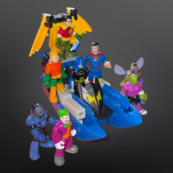 2014 Imaginext DC Batman Bat Boat Airboat Robin BatWings Darkseid Aquaman Figure - Picture 5 of 12